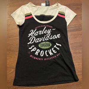 Harley-Davidson Black, Cream & Pink Short Sleeve Tee